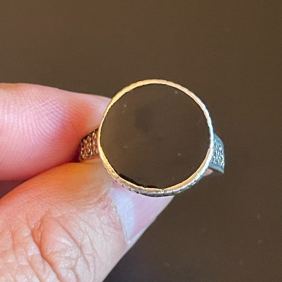 Round black obsidian S925 silver ring - Picture 5 of 9